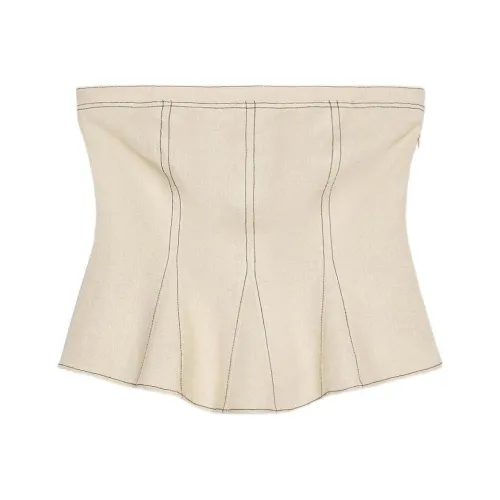 ZARA Светло-бежевые Женские Топы без бретелек