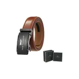 Чёрные линзы / металлическая пряжка + 60-С рельеф, желто-коричневый ремешок (коробка)