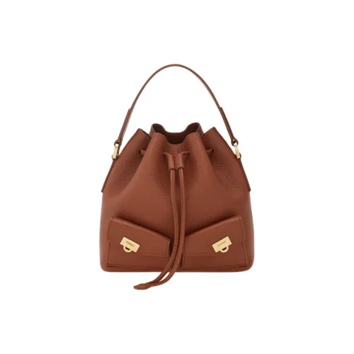 Ferragamo Hug Коровья кожа Ведрообразная сумка Женская Коньяк