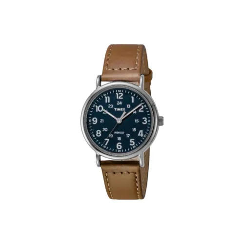 TIMEX Наручные часы Кварцевый механизм Кожаный ремешок 40 мм Синий циферблат Мужские часы