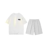 White (Белый топ + Цветочные серые шорты)