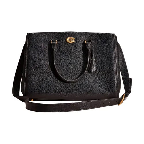 COACH Brooke Крупнозернистая текстура Кожа Одно Плечо Сумка Большая Женская Черная