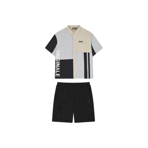 FILA ORIGINALE Одежда Комплекты Светлый Пляж Средний Хаки + Глубокий Черный Мужская Повседневная Спортивная Одежда