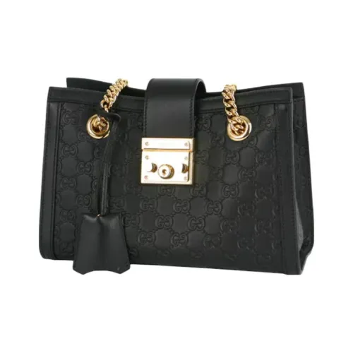 GUCCI Навесной замок кожа тоут сумка сумка для покупок портативная сумка через плечо маленькая женская черная