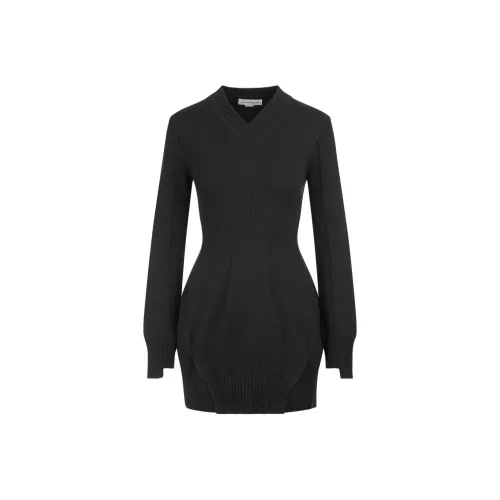 Alexander McQueen Black Женские Длинные Рукава Платья