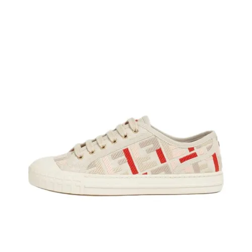 FENDI Domino Low-Top Canvas Shoes Beige Women's