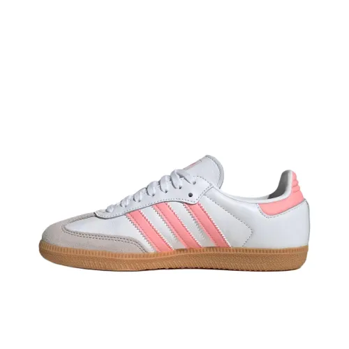 Adidas Originals SAMBA OG Slip-resistant Abrasion-resistant Low Top Детские Скейтбординги Белый Кораллово-розовый