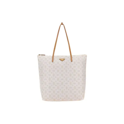 PRADA Переработанный Нейлон Тоут Сумка Сумка для покупок Сумка через плечо Сумка Женская Светлый Бежевый