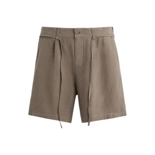 ZARA Коричневый/Темно-Серый Коричневый Мужские Повседневные Шорты