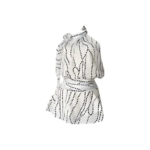 IQC Гороховый узор Платье с Brooch Женские Платья без рукавов