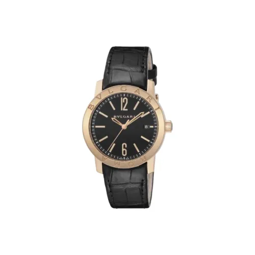 BVLGARI Наручные часы Автоматический Механический Механизм Кожаный ремешок 39 мм Черный циферблат Мужские часы