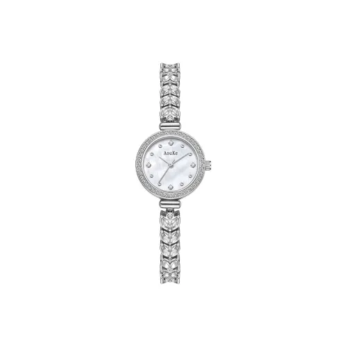 Zero Scale AOUKE Кварцевый механизм Металлический ремешок Часы Женские Белый циферблат