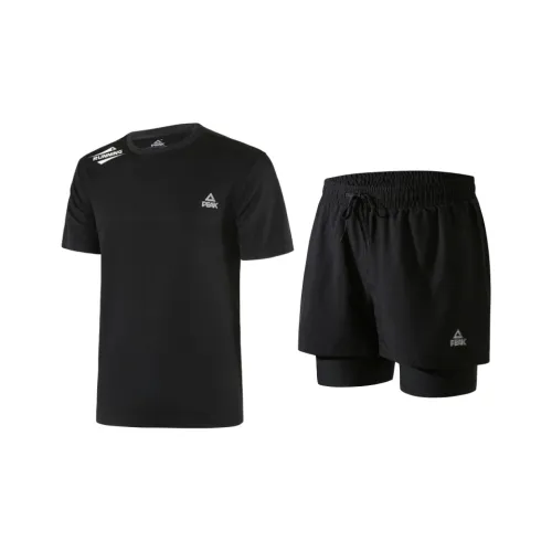 PEAK Бег Одежда Комплекты Унисекс Двухкомпонентный Набор Черный
