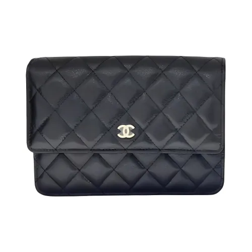 CHANEL WOC Коровья кожа крупнозернистая Конверт Сумка Клатч Сумка через плечо Женская Черная