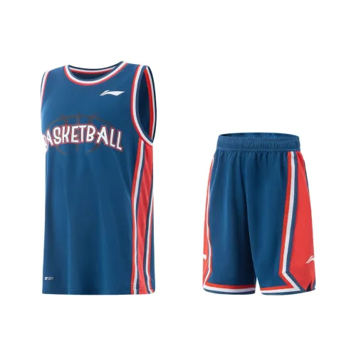 LINING YOUNG Повседневная спортивная одежда Баскетбол 2 предмета комплект Новый Джинсовый синий Li NING Красный Детский