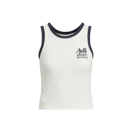 Adidas Logo Майка Спорт Жилеты Женские Нефритовый Белый