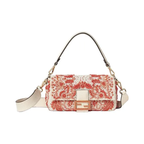 FENDI Baguette Кружевная ткань Одно плечо Сумка Средний Женский Красный