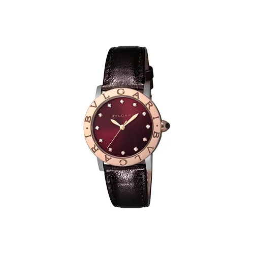 BVLGARI Наручные часы Автоматический Механический Механизм Коровья кожа Ремешок 33 мм Красный Циферблат Часы Женские Часы