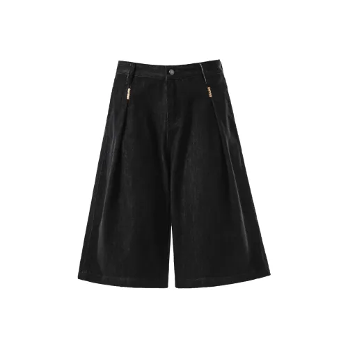 BLANKIN. Черные унисекс джинсовые шорты