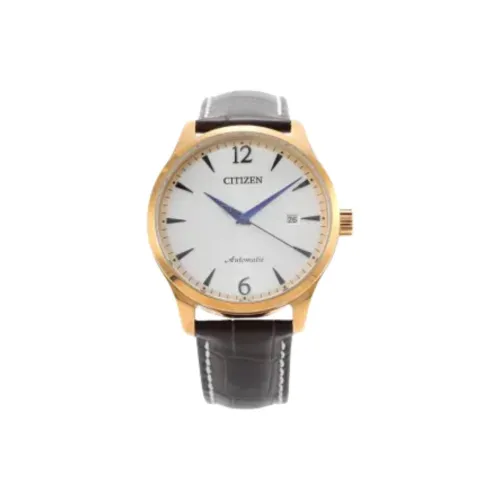 CITIZEN Collection Автоматический Механический Механизм Кожаный Ремешок Часы 40 мм Мужские Часы Белый Циферблат