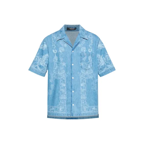 VERSACE SS25 Рубашка Мужская Светло-Синяя