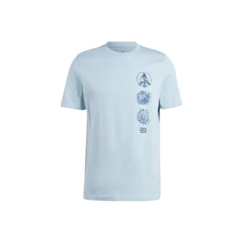 Adidas Blue Men's T-Shirts Adidas Синий Мужской Т-Ширт