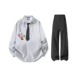 Чёрный и белый полосы + чёрные брюки для костюма