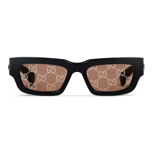 GUCCI Ацетат Прямоугольные Солнцезащитные очки Мужские Черные