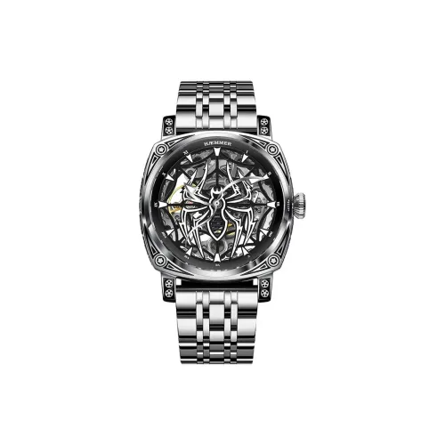 HAEMMER Механические Мужские Часы Стальной Ремешок Черный Циферблат