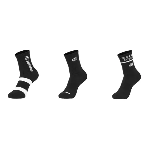 Skechers Лайфстайл Углерод Черный 0018 3 Упаковка Женские Носки MID до икры