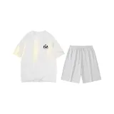 White (Белый топ + Цветочные серые шорты)