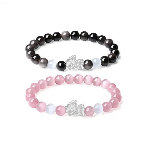 LuluCanaan Синтетическое Искусственное стекло кошачий глаз браслеты унисекс