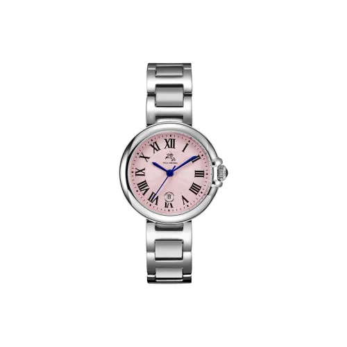 POLOMEISDO Наручные часы Кварцевый механизм Ремешок из нержавеющей стали 28 мм Розовый циферблат Женские часы