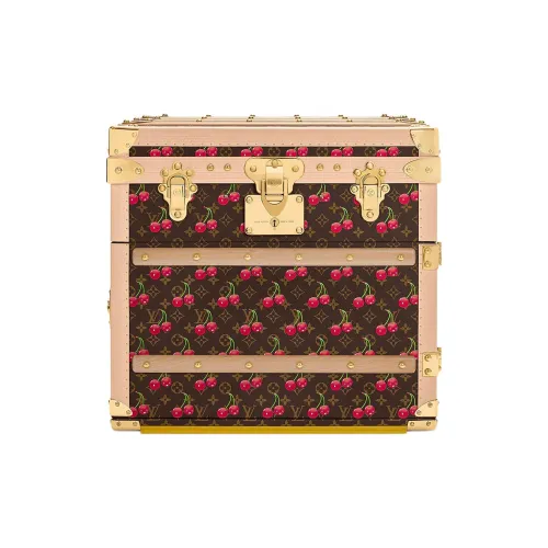 LOUIS VUITTON Takashi Murakami Malle Courrier Lozine Cerise Буква Холст Лuggage Хранение Коробка Унисекс Коричневый Красный
