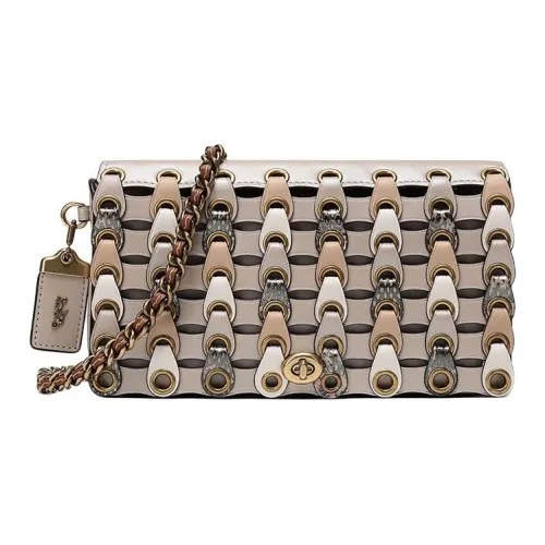 COACH Dinky Кожа Сумка с клапаном Сумка через плечо Маленькая Женская Платиновая