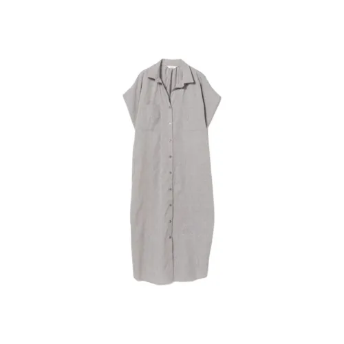 BEAMS Короткий рукав платье женское серое