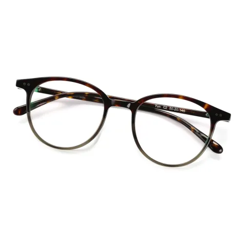 QINGZHIZUO Пластина Круглая Оправы для очков Унисекс Агаровое дерево Черепаховый Черный