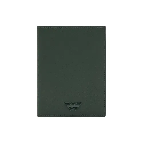 EMPORIO ARMANI Полиуретанный держатель для карт Стандартный Мужской Лесной зеленый