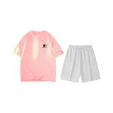 Pink (Розовый топ + Цветочные белые и серые шорты)