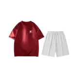 Бордовый (Бордовый топ + Цветочный, белый и серый шорты)