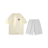 Абрикосовый топ + серые шорты