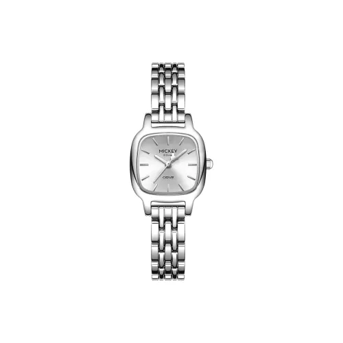 Disney Luxury Small Sugar Cube Кварцевый механизм Сплав Ремешок Часы Женские Часы Серебристый циферблат