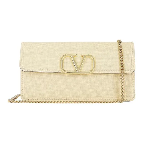 Valentino Raffia Crossbody One Shoulder Wallet Mini Women's Beige