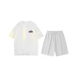 White (Белый топ + Цветочные серые шорты)