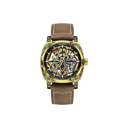 HAEMMER Механический механизм кожаный ремешок черный циферблат мужские часы