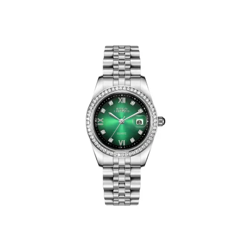 POLOMEISDO Наручные часы Кварцевый механизм Ремешок из нержавеющей стали 28 мм Зеленый циферблат Женские часы