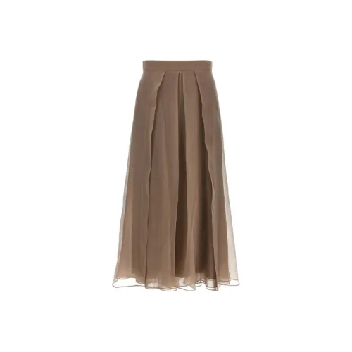 BRUNELLO CUCINELLI Повседневный Длинный Юбка Женские Коричневый