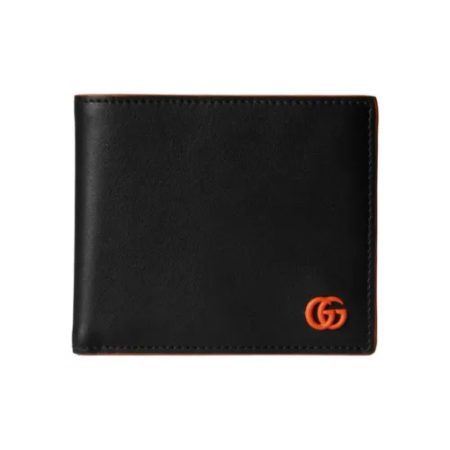 GUCCI GG Marmont Кожа Кошелек Мужской Черный Оранжевый