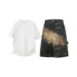 Белая футболка + камуфляжные штаны