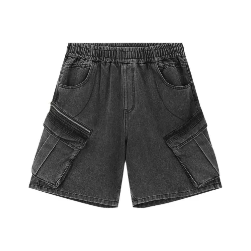 Безшовный крой, черные унисекс джинсовые шорты